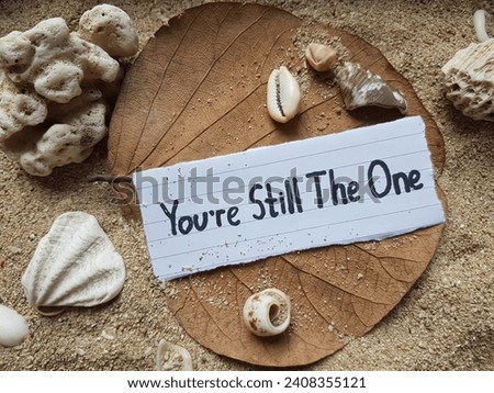 The writing you're still the one on the beach sand background.