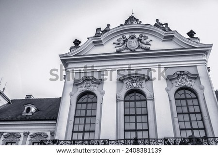 Facade of the Royal Palace of Godollo,Hungary.Summer season. High quality photo