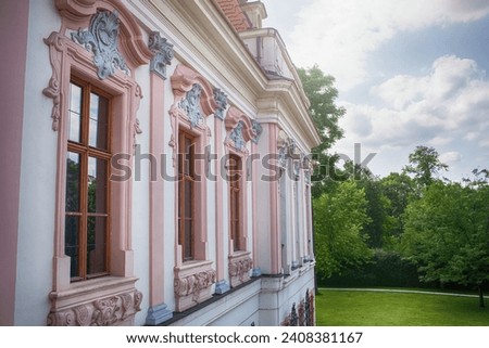 Facade of the Royal Palace of Godollo,Hungary.Summer season. High quality photo