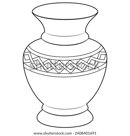 Outline vase, vector linear. Vase pottery, ancient pot greek illustration. Black and white. Art therapy Coloring page. Vector illustration Royalty-Free Stock Photo #2408401691
