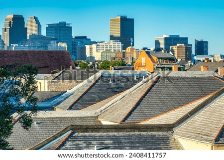 New Orleans cityscape and roofs, Louisiana.