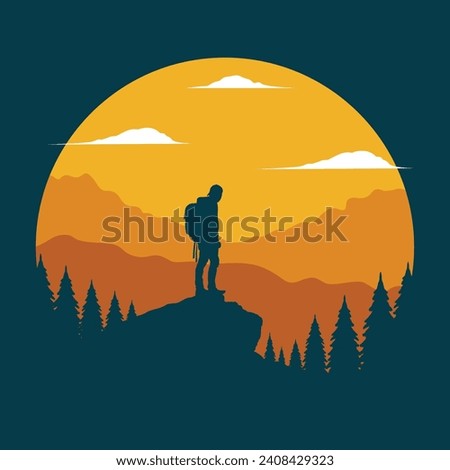 Mountain hikers vector illustration for apparel, sticker, batch, background, poster and others Royalty-Free Stock Photo #2408429323
