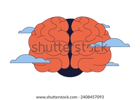 Brain fog syndrome 2D linear cartoon object. Feeling foggy mental health isolated line vector element white background. Confusion concentration loss. Memory problems color flat spot illustration