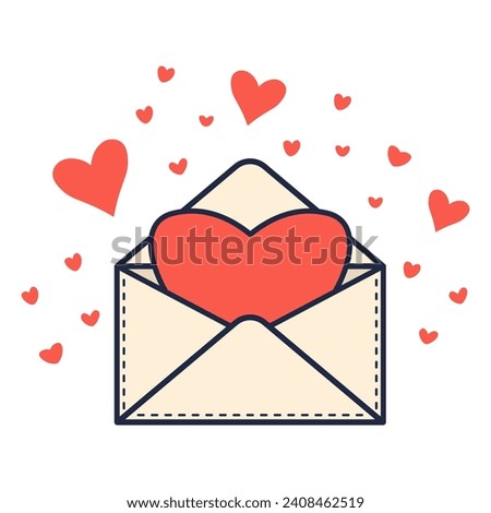 Envelope with a love letter. Symbol of Valentine's Day.