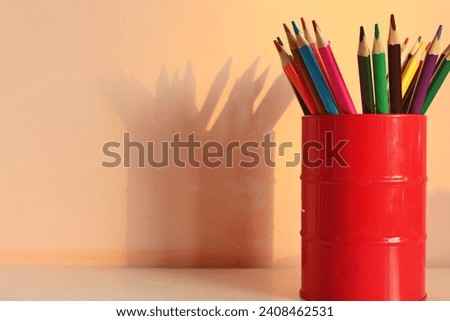 A stand for pencils, colored pencils, background, background for frame