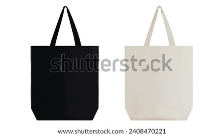 Stylish Blank Tote Bag Mockup Isolated on White Background, Customizable Canvas Fashion Template for Trendy Branding and Merchandise Royalty-Free Stock Photo #2408470221