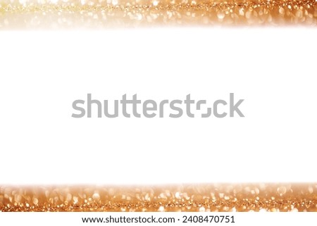 Shiny golden bokeh glitter abstract lights isolated on white background, Christmas New Year party celebration concept