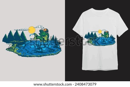 Stylish fishing t-shirt design with fish vector