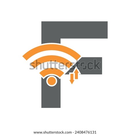 Initial wifi logo combine with letter F vector template