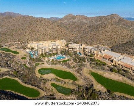 JW Marriott Tucson Starr Pass Resort and Spa next to Saguaro National Park in city of Tucson, Arizona AZ, USA.  Royalty-Free Stock Photo #2408482075