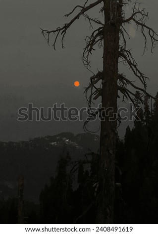 Orange moon picture taken at hill station , in Pakistan