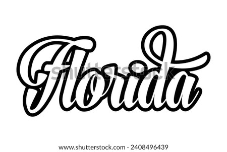 Florida hand lettering design calligraphy vector, Florida text vector trendy typography design