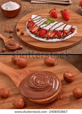 Pic collage of Tapiocas on wooden background. Two for 1.