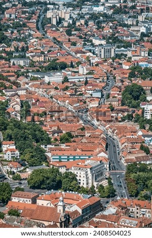 Aerial view from mount Tampa with the city of Brasov, in Romania.
