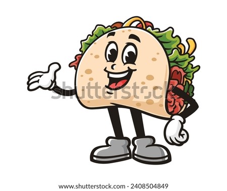 Taco cartoon mascot illustration character vector clip art hand drawn