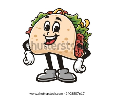 Taco laugh cartoon mascot illustration character vector clip art hand drawn