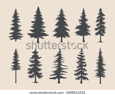 professional pine trees silhouette vector art Royalty-Free Stock Photo #2408512431