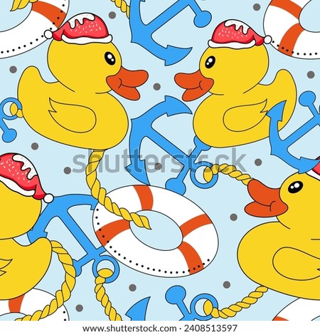Cartoon pattern cute little yellow duck boat anchor rubber ring back and forth decorative elements worksheets interior decoration industry fashion child kid t-shirt child repeat cute doo