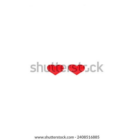 Two red hearts isolated on white background.