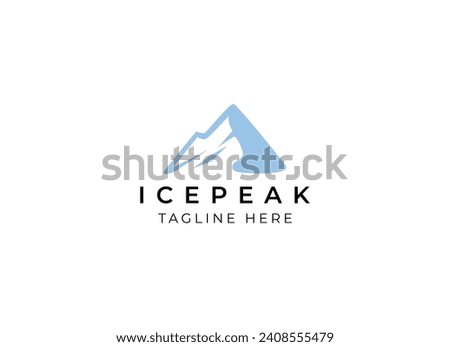 Ice Peak Mount Stone mountain adventure logo design. Minimalist mount ice peak logo Royalty-Free Stock Photo #2408555479