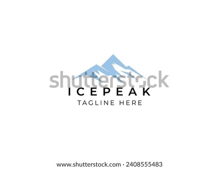 Ice Peak Mount Stone mountain adventure logo design. Minimalist mount ice peak logo Royalty-Free Stock Photo #2408555483