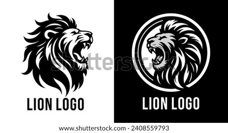 Lion head vector logo design, lion icon Royalty-Free Stock Photo #2408559793