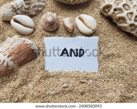 and writing on the beach sand background.