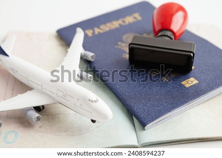 Visa and passport document to immigration at airport in country.