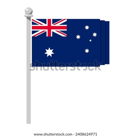 Waving Australia flag in flat style, waving flag, vector illustration