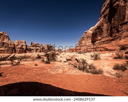 Wide shot of canyons, mesas and buttes nature in canyonlands national park in Utah, America, usa Royalty-Free Stock Photo #2408629137