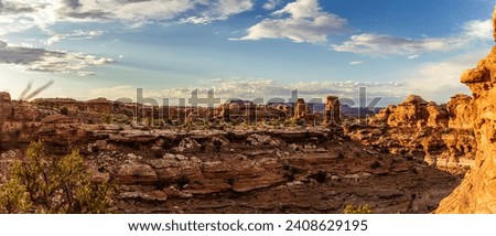 Panorama view of canyons, mesas and buttes nature in canyonlands national park in Utah, America, usa Royalty-Free Stock Photo #2408629195