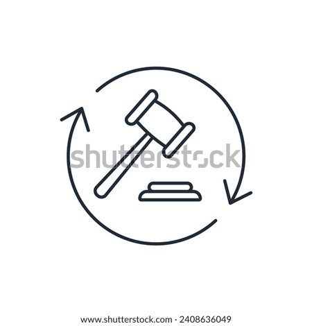 Updated regulations. New rules.  Vector linear icon illustration isolated on white background. Royalty-Free Stock Photo #2408636049