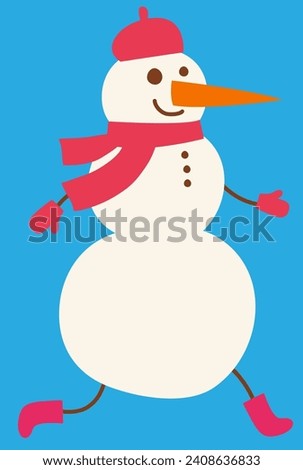 simple snowman running vector illustration