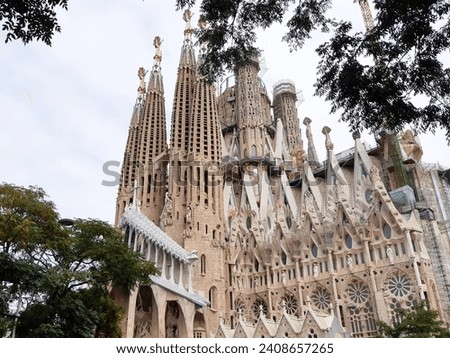 Sacred Family in historic cathedral in the center of the city Sagrada Familia in Barcelona Royalty-Free Stock Photo #2408657265