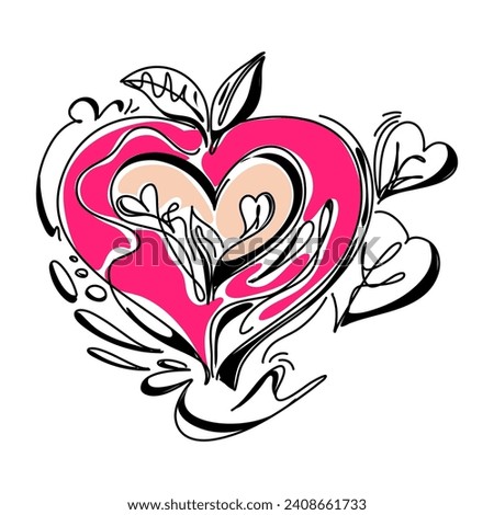 Web Friendly Flat Illustration Valentine's Love Card, Perfect for Expressing Affection in Modern Style