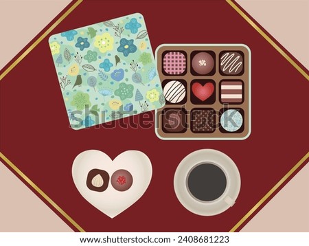 Clip art of chocolate box and coffee for Valentine's Day