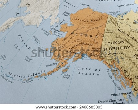 Map of Alaska, USA, world tourism, travel destination
