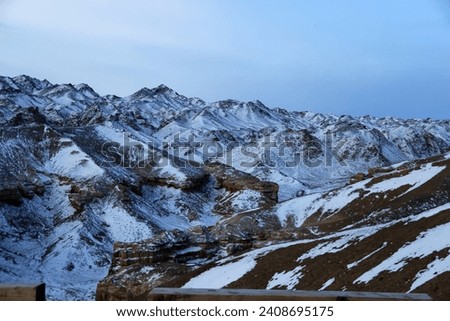 Snow covered mountains of Kazakhstan. This winter wonderland is a spectacular scene for all avid wanderers and travelers.