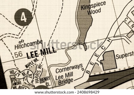 Lee Mill, Devon, England, United Kingdom atlas local map town and district plan name  in sepia