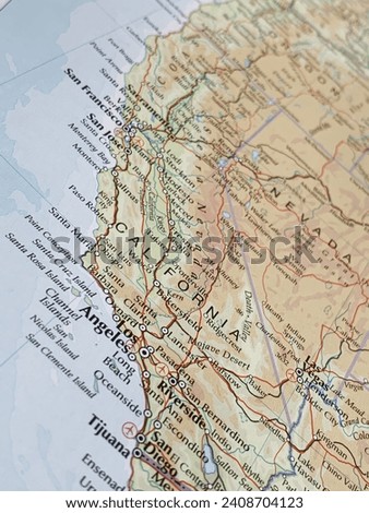 Map of the California Coast, USA, world tourism, travel destination