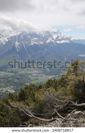 View from Kramerspitz mountain to Garmisch-Partenkirchen, Upper Bavaria, Germany Royalty-Free Stock Photo #2408718817