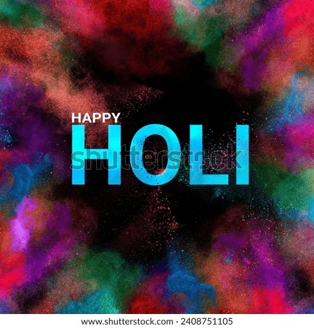 Holiday Holi concept.An explosion of multi-colored paint, bright vibrant pigments. Noisy dust and powder texture, flicker and shimmer noise. Black background for design. Royalty-Free Stock Photo #2408751105