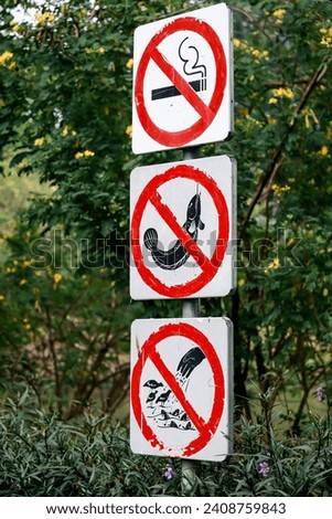 Public parks with various prohibition signs
