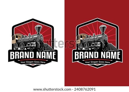 locomotive train badge illustration vector logo design Royalty-Free Stock Photo #2408762091