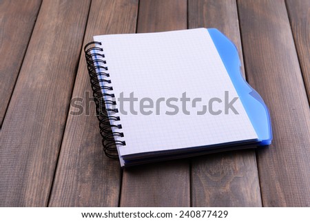 Notebook on table close-up