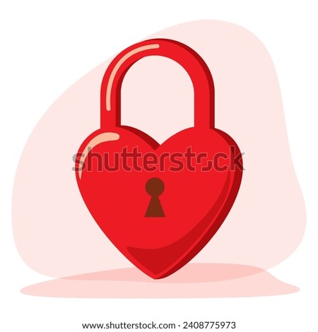 Clip art of heart love padlock on isolated background. Romantic design for Valentine’s day, mother’s day, wedding day celebration, greeting cards, invitations, scrapbooking ,textile, paper crafts.