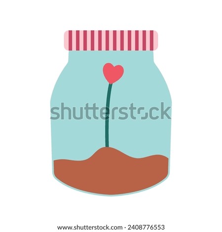 Vector jar with a plant of love inside