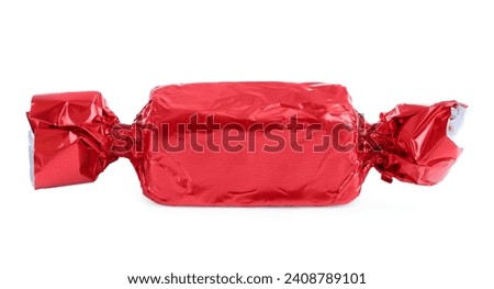 Tasty candy in red wrapper isolated on white Royalty-Free Stock Photo #2408789101