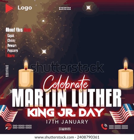 Martin luther king Jr holiday of america with beautiful background | Martin luther king day flyer celebration with instagram and facebook story template | 17th january martin luther king celebration