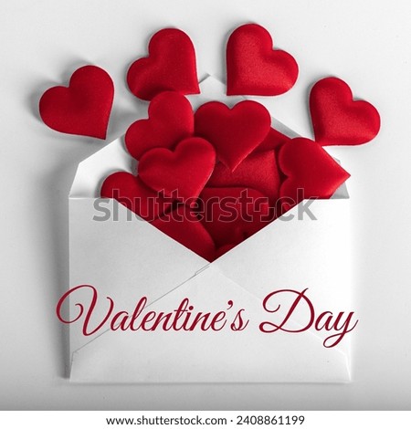 white mail envelope with red hearts Royalty-Free Stock Photo #2408861199